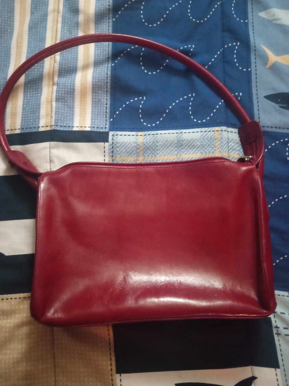 Vintage Sleek Women's Red Leather Shoulder Bag